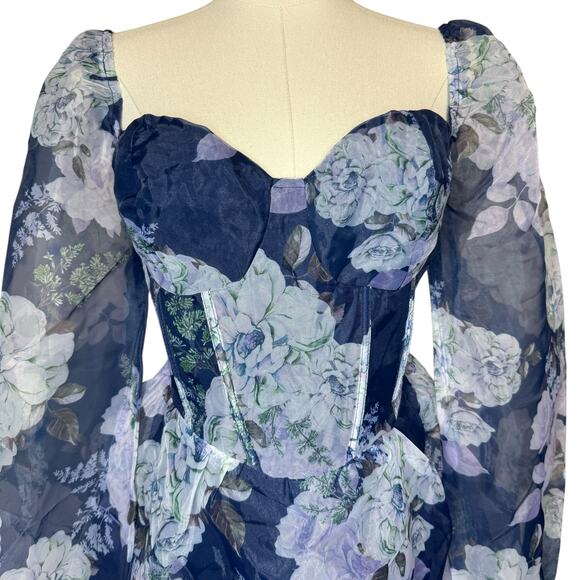 Lulu's Navy Floral Mini Dress - Picture 3 of 5